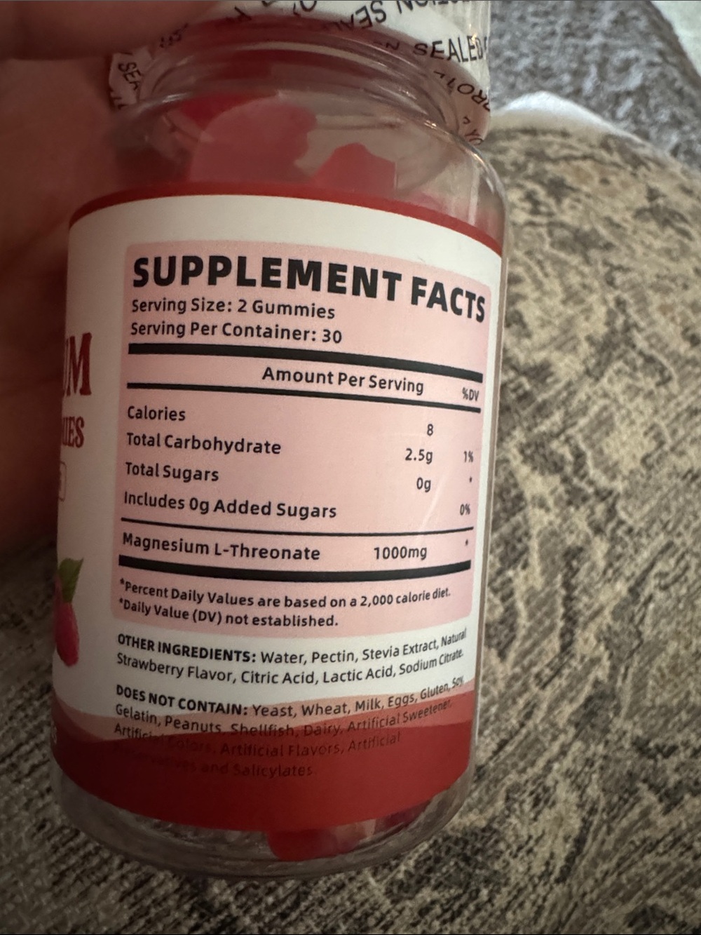 Magnesium L-Threonate Raspberry Gummies - Raspberry Red - Picture 2 of 4